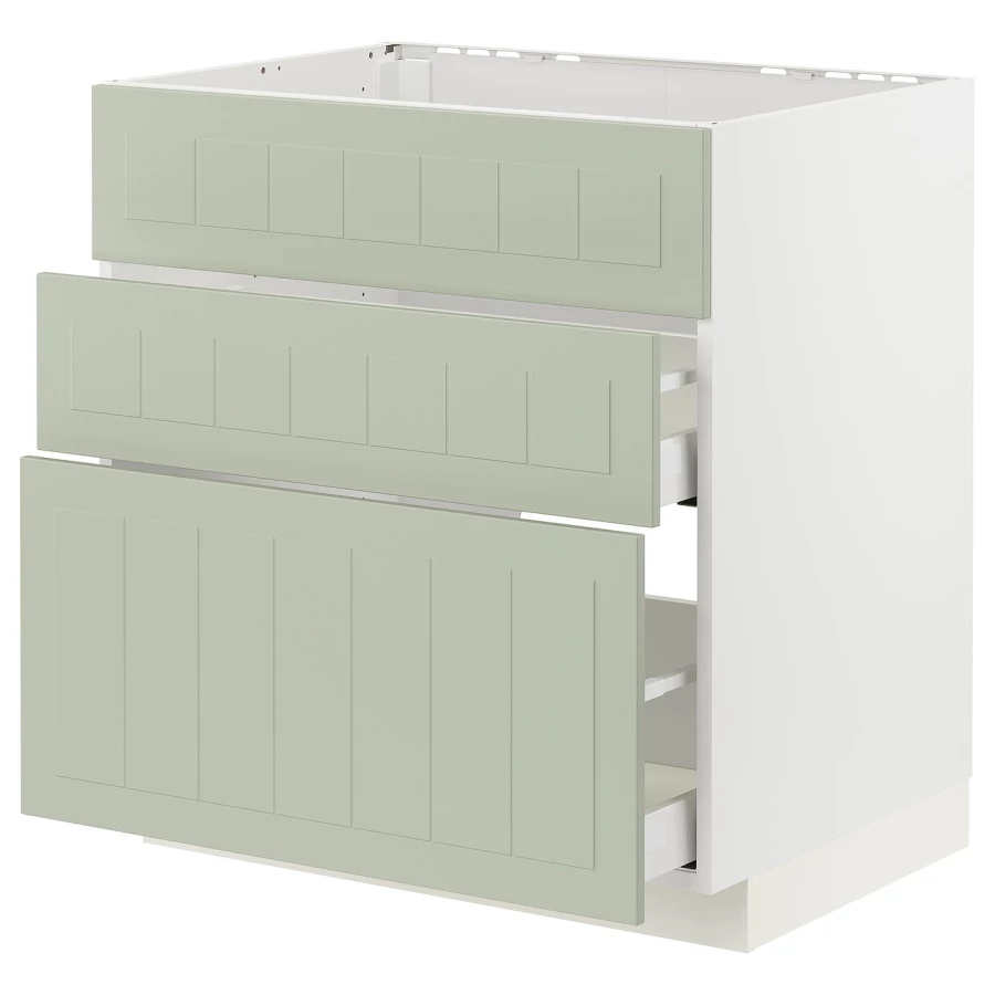 Напольный кухонный шкаф  - IKEA METOD MAXIMERA, 88x61,9x80см, белый/светло-зеленый, МЕТОД МАКСИМЕРА ИКЕА (изображение №1)