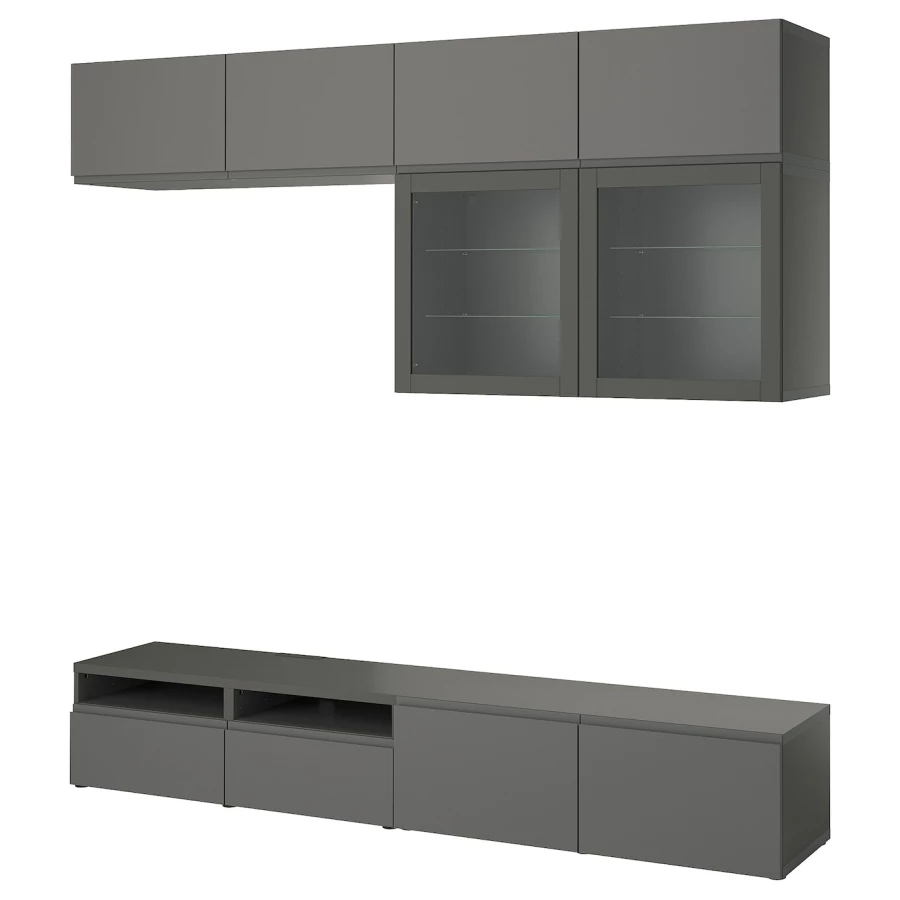 Комбинация для хранения ТВ - IKEA BESTÅ/BESTA, 231x42x240см, темно-серый, БЕСТО ИКЕА (изображение №1)