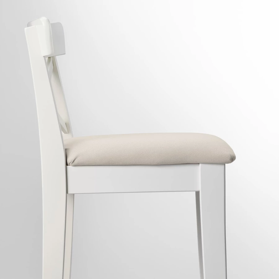 Барный стул со спинкой - INGOLF IKEA/ИНГОЛЬФ ИКЕА, 92х40х45  см, белый (изображение №2)