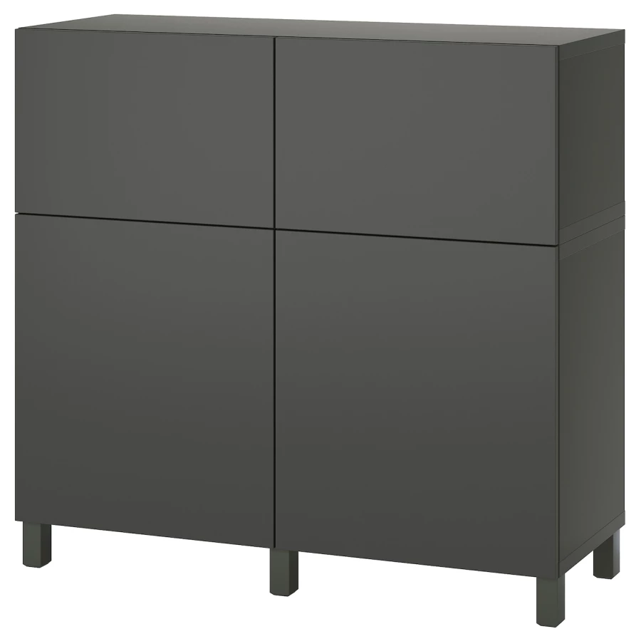 Комбинация для хранения - IKEA BESTÅ/BESTA, 120х42х112 см, черный матовый, БЕСТО ИКЕА (изображение №1)