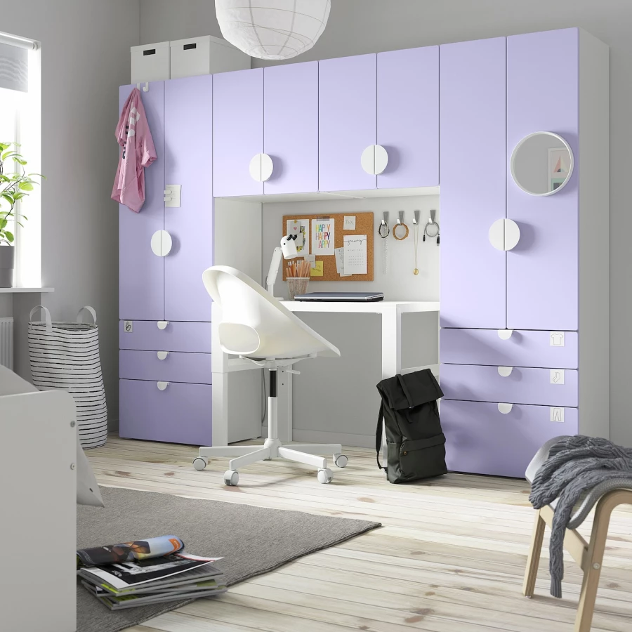 Гардероб - IKEA SMÅSTAD/SMASTAD/СМОСТАД ИКЕА,  181х240 см, белый/фиолетовый (изображение №2)