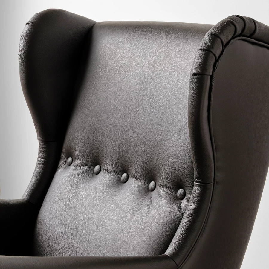 Кресло и табурет для ног - IKEA STRANDMON, 82х96х101 см,  темно-коричневый, СТРАНДМОН ИКЕА (изображение №3)