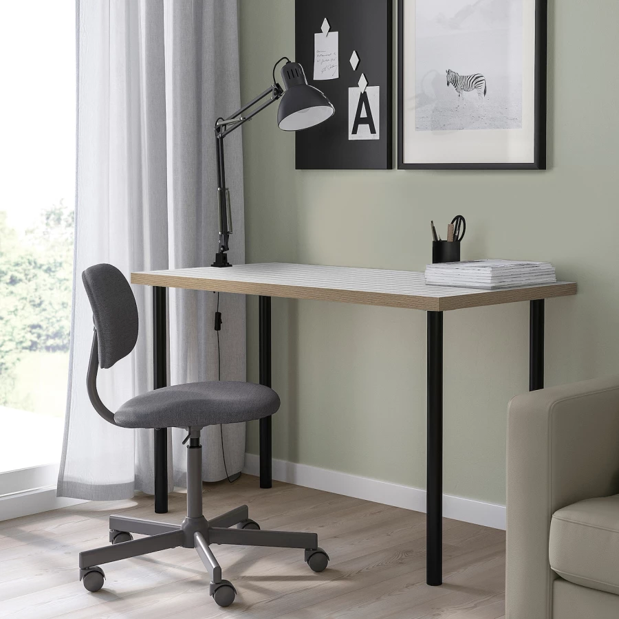 Письменный стол - LAGKAPTEN / ADILSK IKEA /  ЛАГКАПТЕН / АДИЛЬС ИКЕА,  73х60 см, черный/белый (изображение №8)