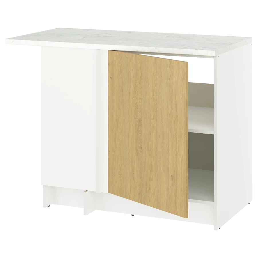 Напольный угловой шкаф - IKEA KNOXHULT/ИКЕА КНОКСХУЛЬТ, белый/под беленный дуб (изображение №1)