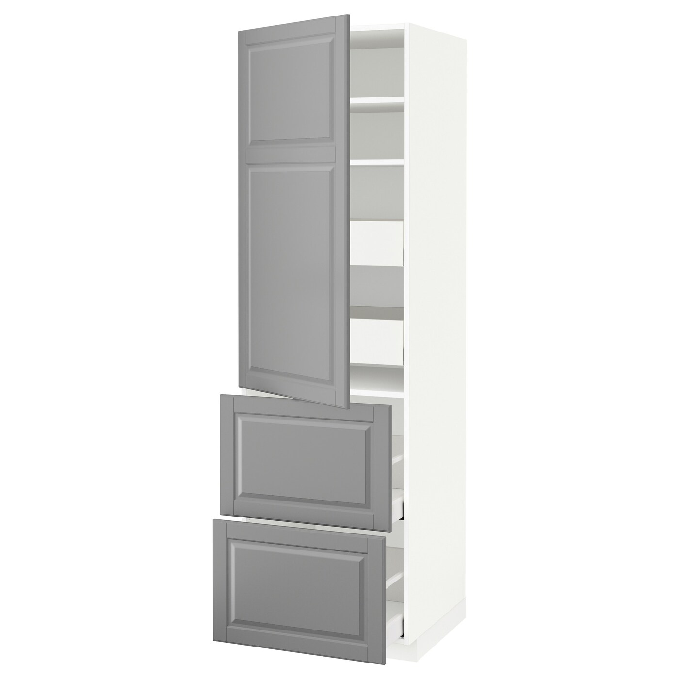 Высокий шкаф - IKEA METOD/MAXIMERA/МЕТОД/МАКСИМЕРА ИКЕА, 60х60х200 см, белый/серый