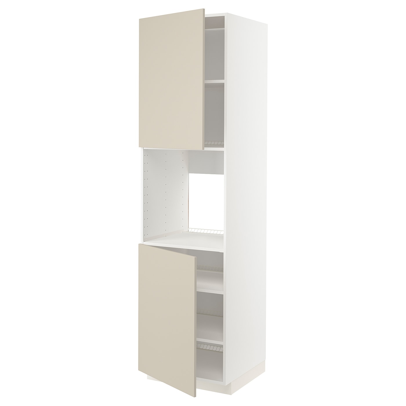 Кухонный шкаф-пенал - IKEA METOD/МЕТОД ИКЕА, 220х60х60 см, белый/бежевый