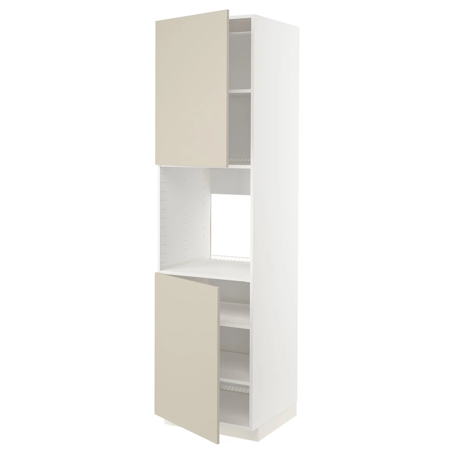 Кухонный шкаф-пенал - IKEA METOD/МЕТОД ИКЕА, 220х60х60 см, белый/бежевый (изображение №1)