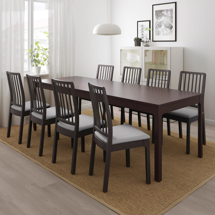 Стол и 6 стульев - IKEA EKEDALEN/ЭКЕДАЛЕН ИКЕА, 180х240х90 см, темно-коричневый/серый (изображение №3)