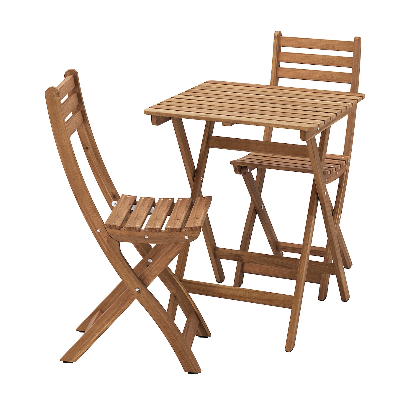 Садовый стол и 2 складных стула - ASKHOLMEN IKEA/ АСКХОЛЬМЕН ИКЕА,  62х60 см, коричневый