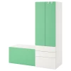 Шкаф детский - IKEA PLATSA/SMÅSTAD/SMASTAD, 150x57x181 см, белый/зеленый, ИКЕА