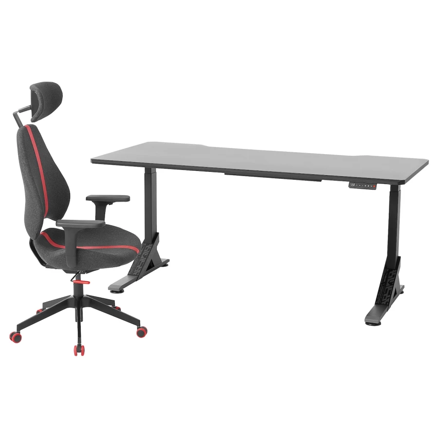Игровой стол и стул - IKEA UPPSPEL/GRUPPSPEL, черный, 180х80 см, УППСПЕЛ/ГРУППСПЕЛ ИКЕА (изображение №1)