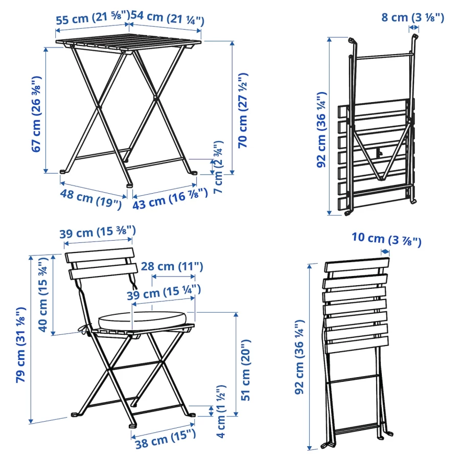 Складной комплект стула и стола - TÄRNÖ /TАRNО IKEA/ТЭРНО ИКЕА, 93х39х9 см, коричневый/белый (изображение №4)