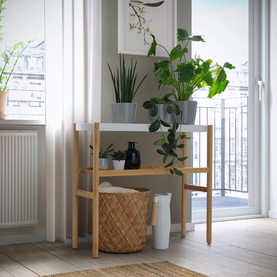 Подставка для растений - IKEA SATSUMAS, 70 см, бамбук/белый, САТСУМАС ИКЕА (изображение №7)