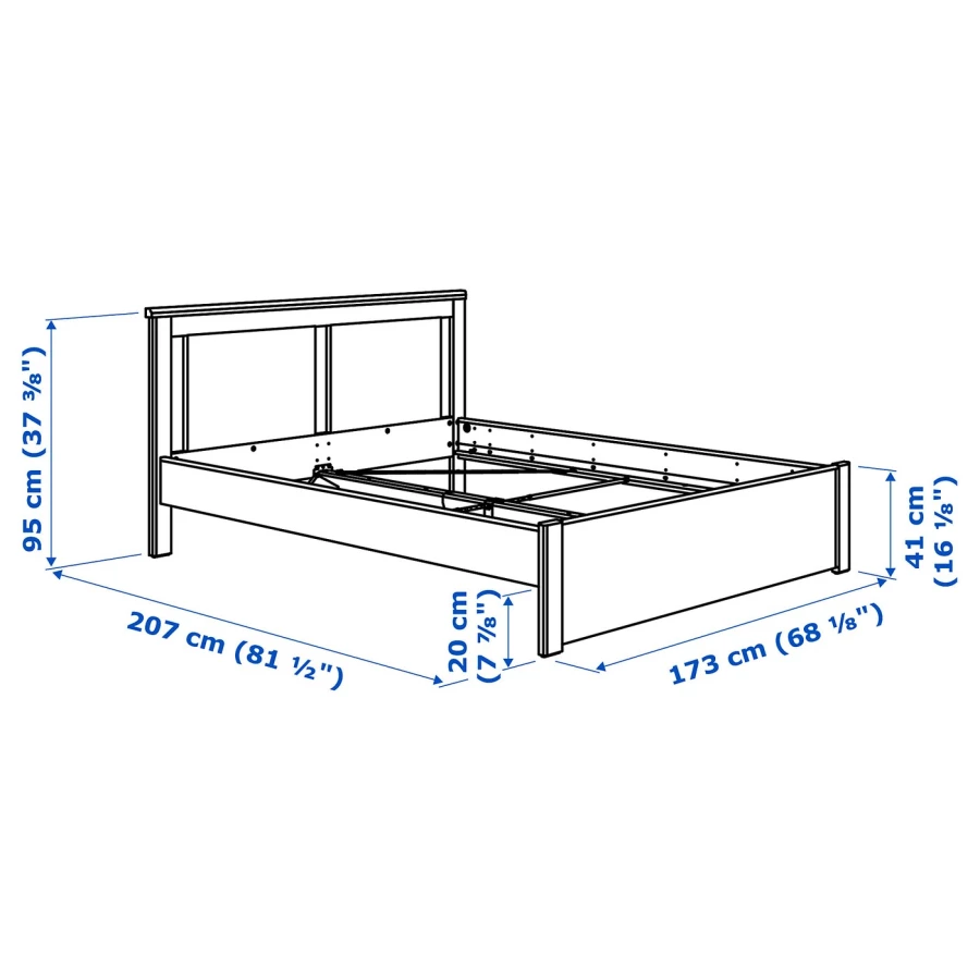 Каркас кровати - IKEA SONGESAND, 200х160 см, белый, СОНГЕСАНД ИКЕА (изображение №8)
