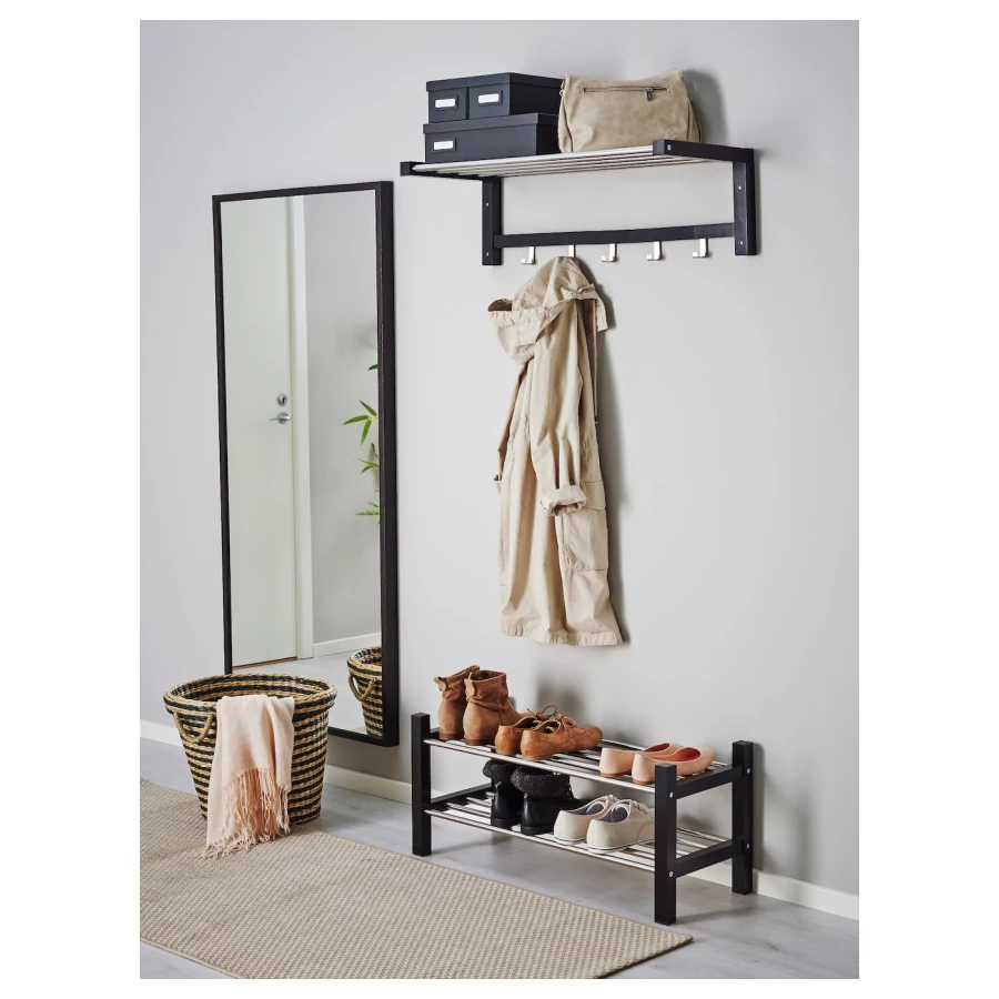 Вешалка настенная - IKEA TJUSIG/ЧУСИГ ИКЕА, 79x32 см, белый/черный (изображение №2)