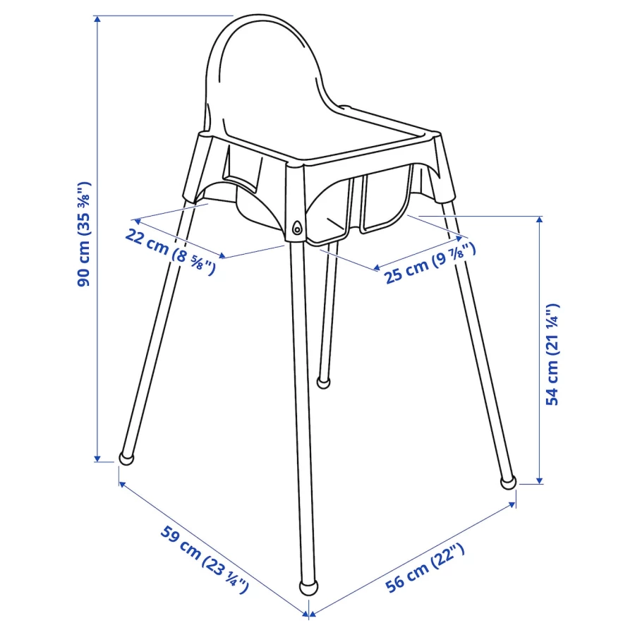 Стульчик для кормления с подносом - IKEA ANTILOP/АНТИЛОП ИКЕА, 90 см, белый (изображение №4)