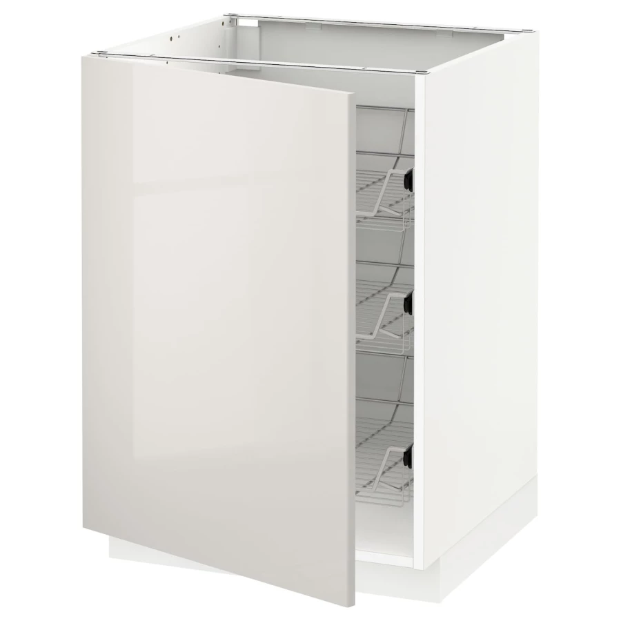 Напольный шкаф  - IKEA METOD, 88x62x60см, белый/светло-серый, МЕТОД ИКЕА (изображение №1)