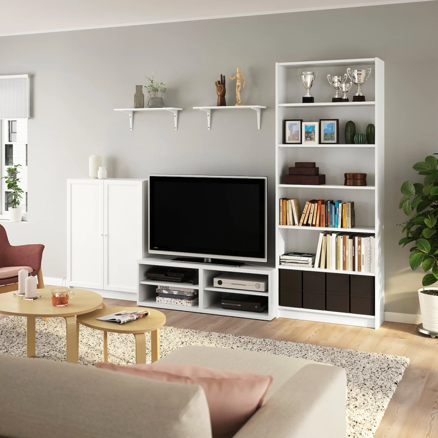 Шкаф для ТВ - IKEA BILLY\BESTÅ, 280x40x202 см, белый, Билли\Бесто ИКЕА (изображение №2)