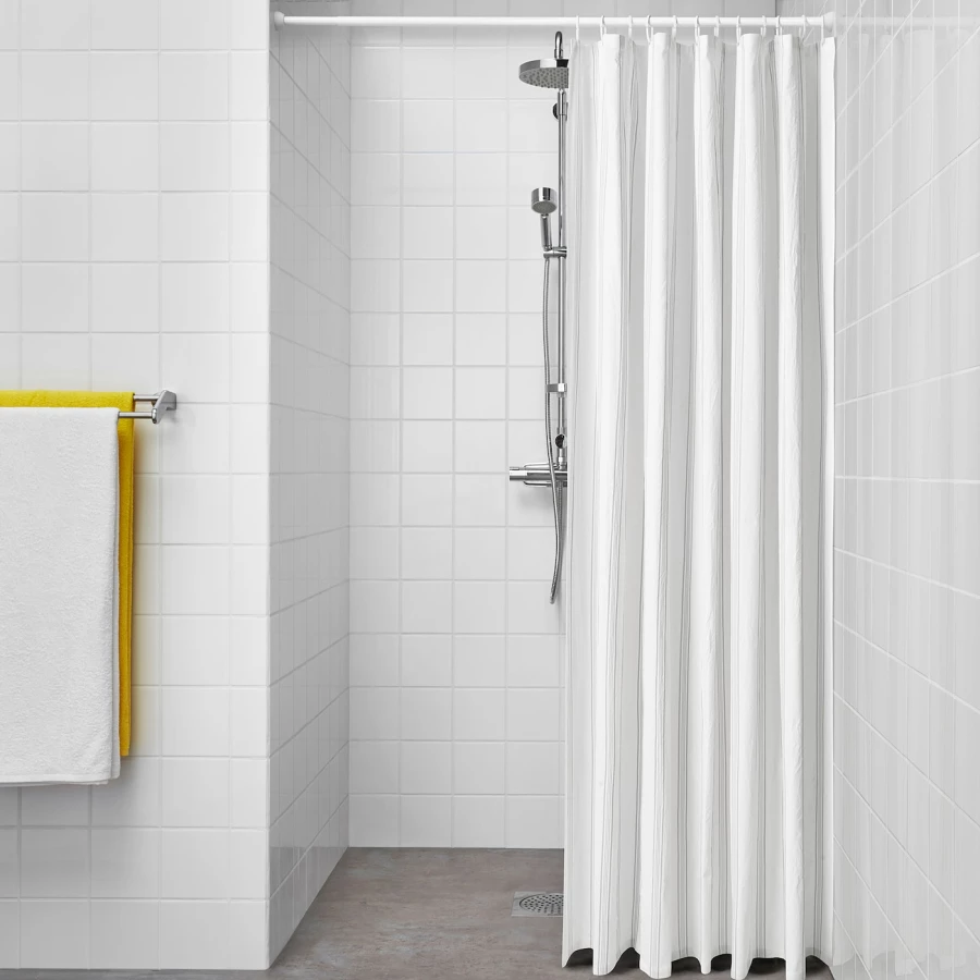 Занавеска для душа - IKEA SVARTSTARR, 200х180 см, белый/серый, СВАРТСТАРР ИКЕА (изображение №2)