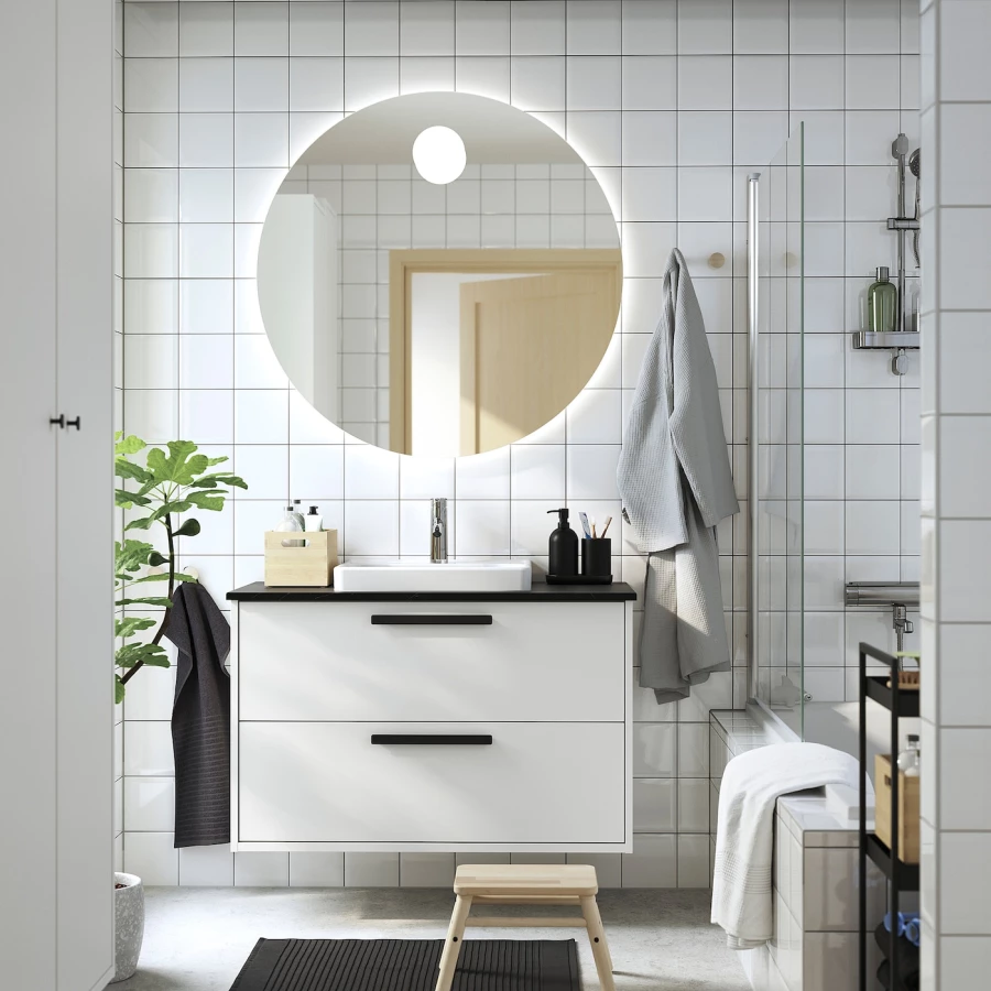 Тумба для ванной  - HAVBÄCK / ORRSJÖN/  HAVBАCK / ORRSJОN IKEA/ХАВБЕК / ОРРДЖЕН ИКЕА, 72х102 см, белый/черный (изображение №2)