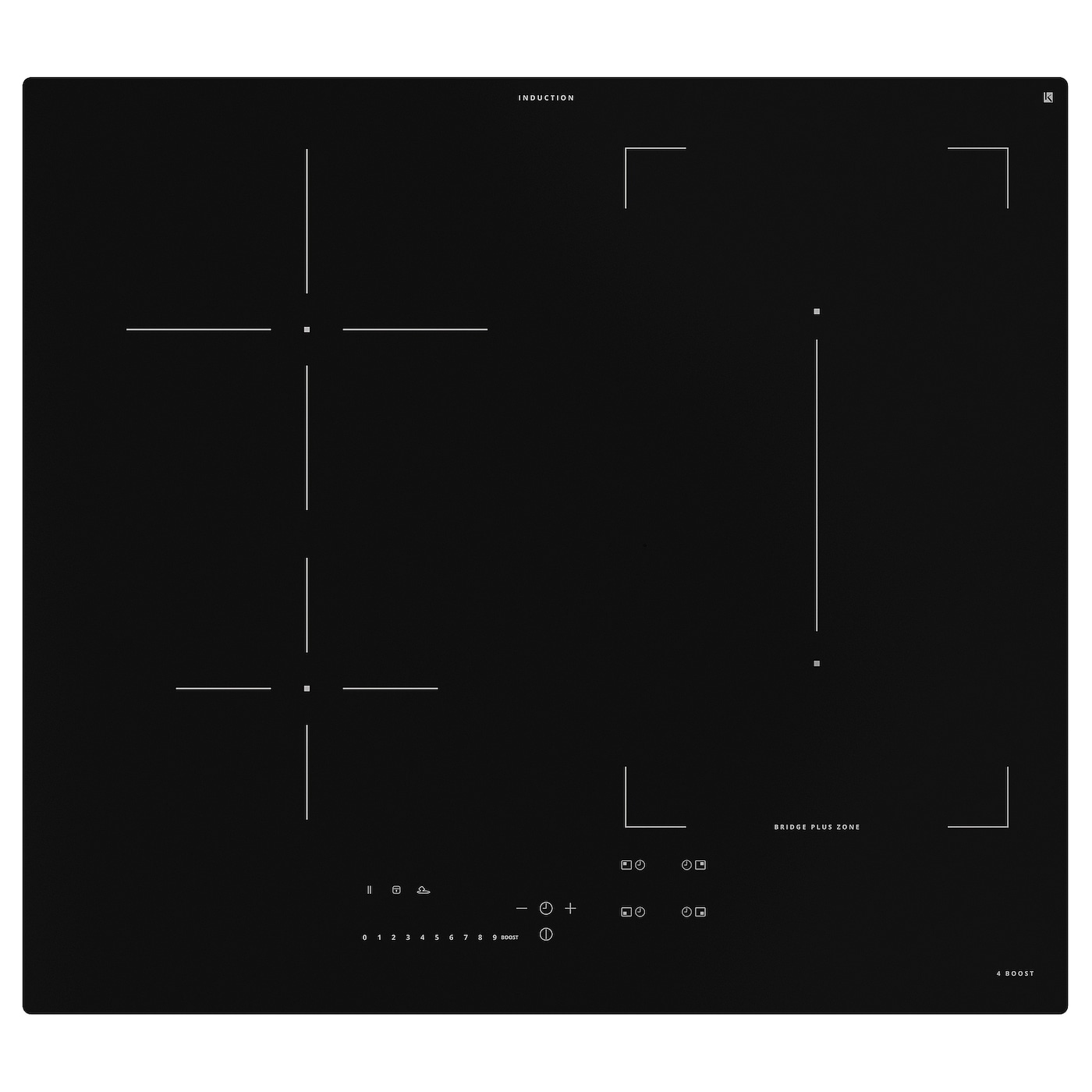 Индукционная варочная панель - KOLSTAN IKEA/ КОЛСТАН ИКЕА,  58 см, черный