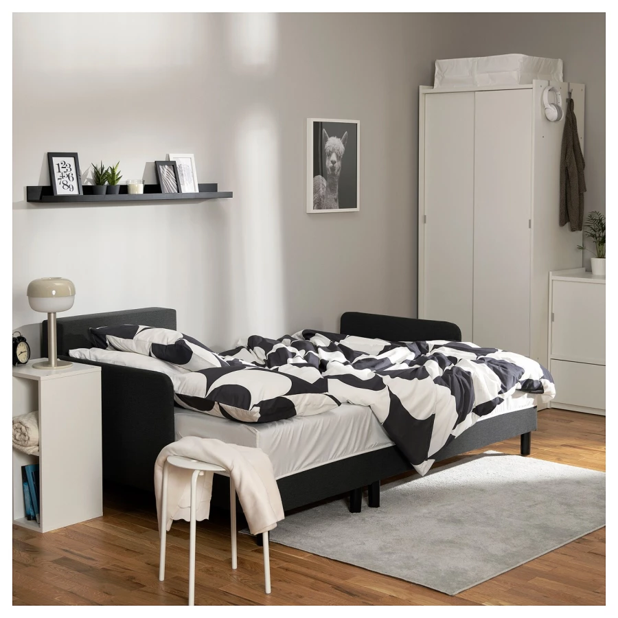 Пододеяльник и наволочка - BRUKSVARA  IKEA/  БРУКСВАРА ИКЕА, 200/150/59 см, белый/черный (изображение №7)