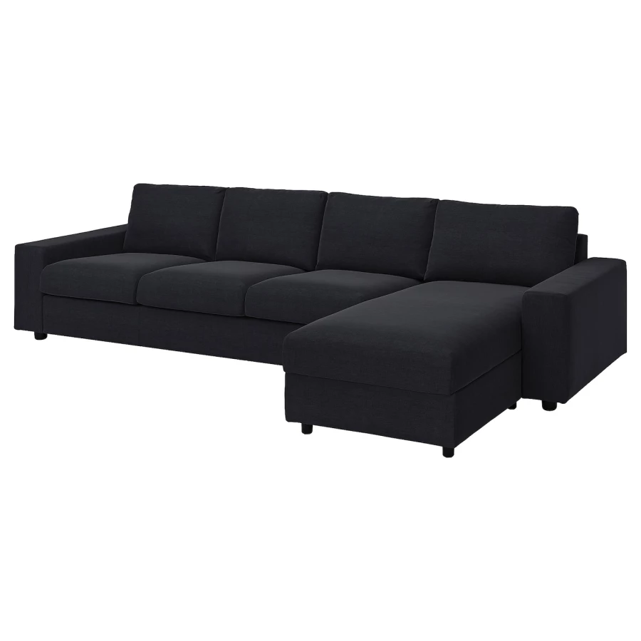 Чехол на 4-местный диван с шезлонгом - IKEA VIMLE/ВИМЛЕ ИКЕА, 292х68 см,  черный (изображение №1)