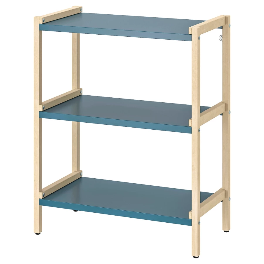 Стеллаж - IKEA EKENABBEN, 70х34х86 см, голубой/под беленый дуб, ЭКЕНАББЕН ИКЕА (изображение №1)