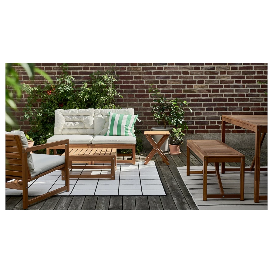 Садовое кресло - IKEA NÄMMARÖ/NAMMARO, коричневый/белый, НЭММАРО ИКЕА (изображение №4)