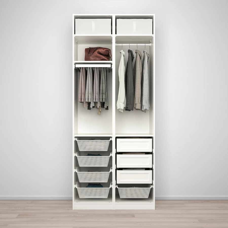 Гардероб - IKEA PAX/GRIMO /ПАКС/ГРИМО ИКЕА, 100x60x236 см, белый (изображение №3)