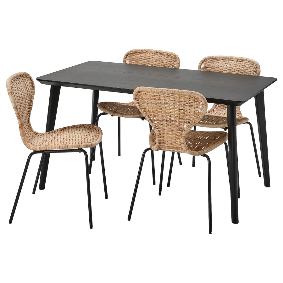 Кухонный стол - LISABO/ÄLVSTA IKEA / ЛИСАБО/АЛЬВСТА ИКЕА, 140х78 см, черный (изображение №1)