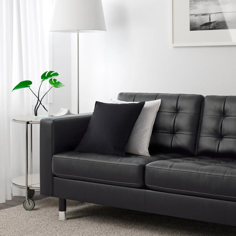 3-местный диван с шезлонгом - IKEA LANDSKRONA, 89x240см, черный/серебристый, ЛАНДСКРУНА ИКЕА (изображение №4)