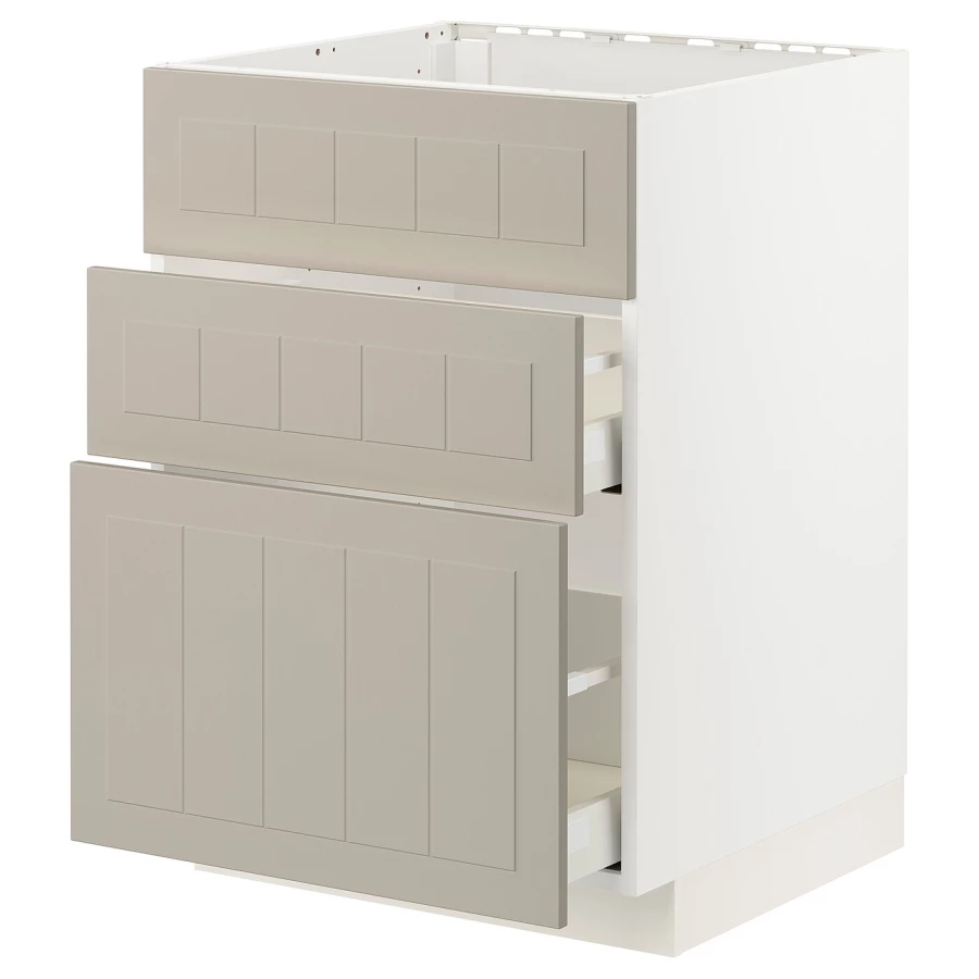 Напольный кухонный шкаф  - IKEA METOD MAXIMERA, 88x61,9x60см, белый, бежевыйМЕТОД МАКСИМЕРА ИКЕА (изображение №1)