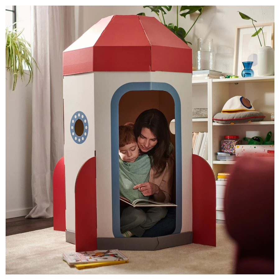 Детская палатка - IKEA AFTONSPARV/АФТОНСПАРВ ИКЕА, 82х118х135 см, красный/белый (изображение №10)