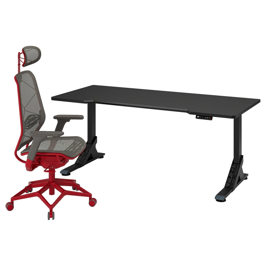 Игровой стол и стул - UPPSPEL/STYRSPEL, черный, 180х80 см,  ИКЕА УППСПЕЛ/СТИРСПЕЛ (изображение №1)