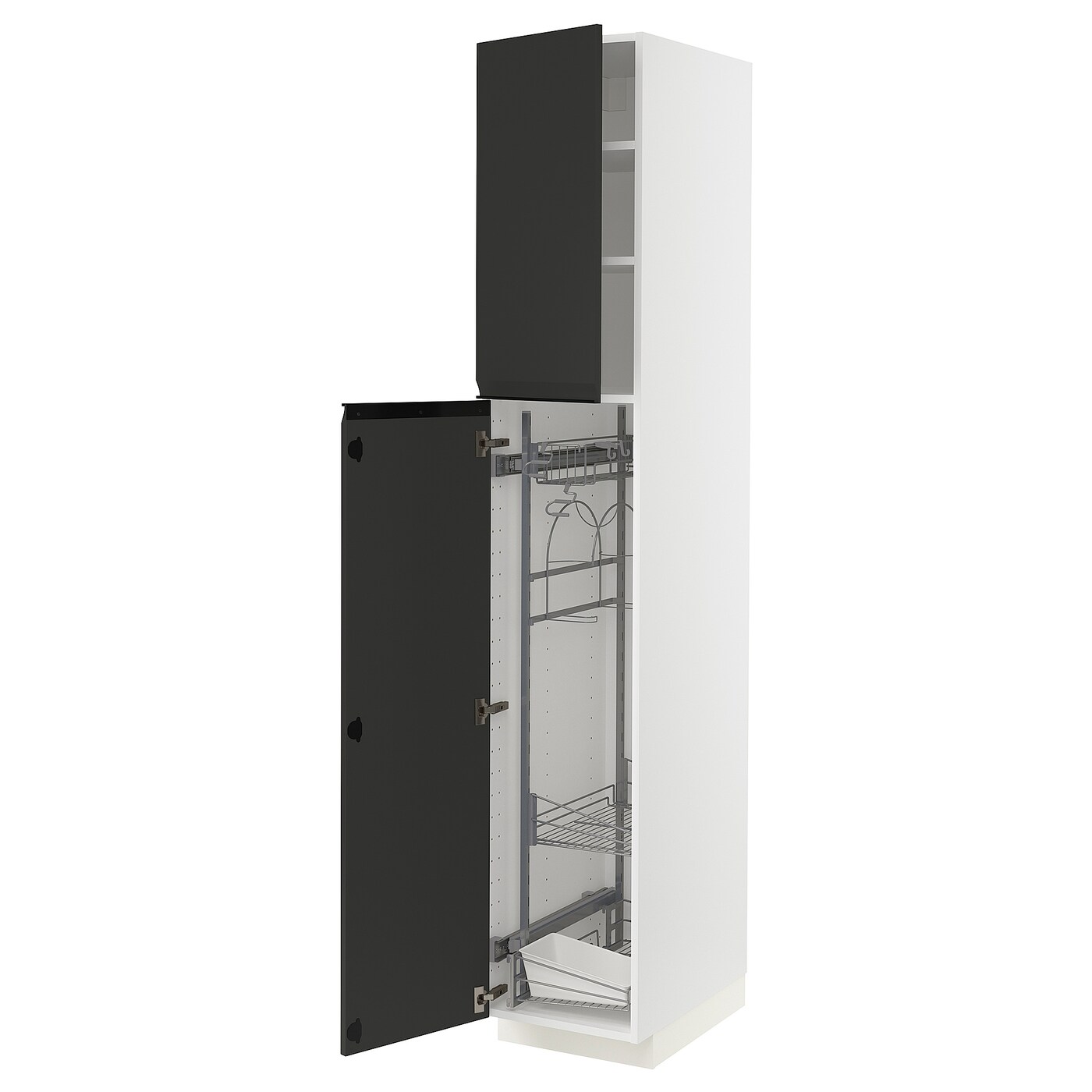 Высокий шкаф/бытовой - IKEA METOD/МЕТОД ИКЕА, 220х60х40 см, белый/черный