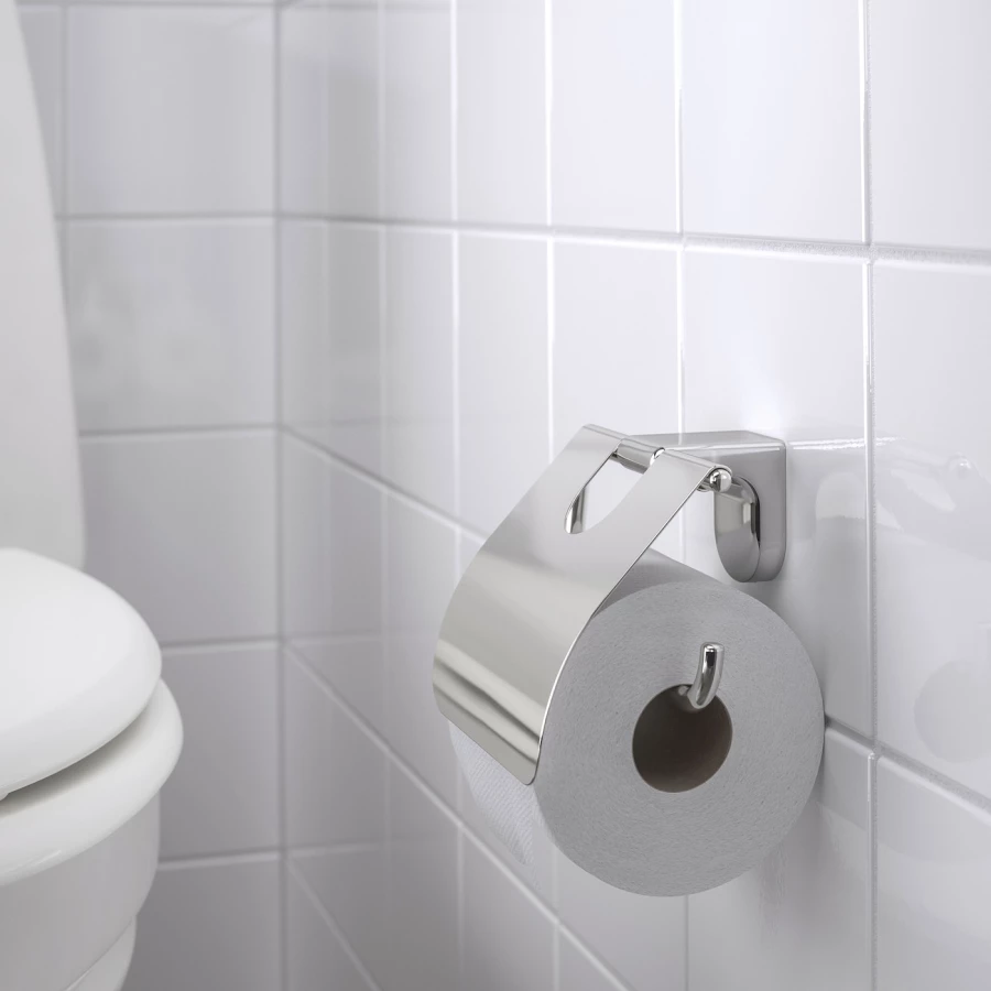 Держатель для рулонов туалетной бумаги - KALKGRUND IKEA/ КАЛКГРУНД ИКЕА,   14 см, серебристый (изображение №4)