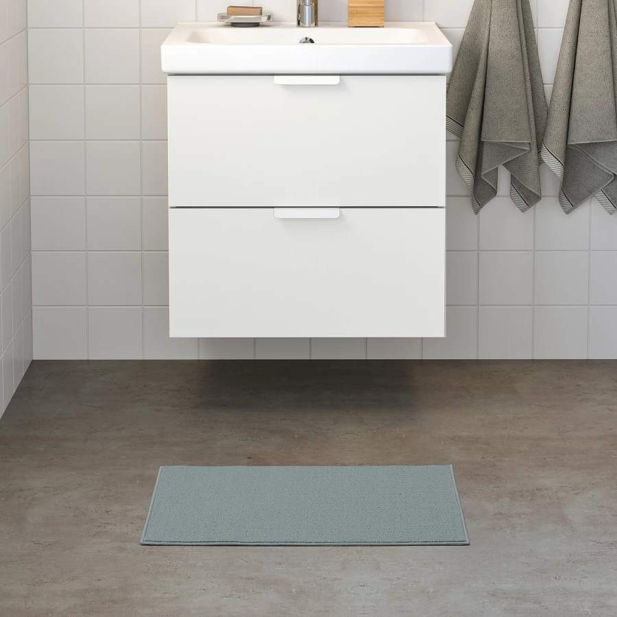 Коврик для ванной - IKEA FINTSEN, 60х40 см, серый, ФИНТСЕН ИКЕА (изображение №3)