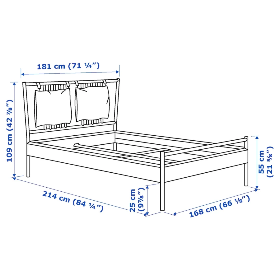 Каркас кровати - IKEA BJÖRKSNÄS, 200х160 см, береза/березовый шпон, БЬЙОРКСНЭС ИКЕА (изображение №9)