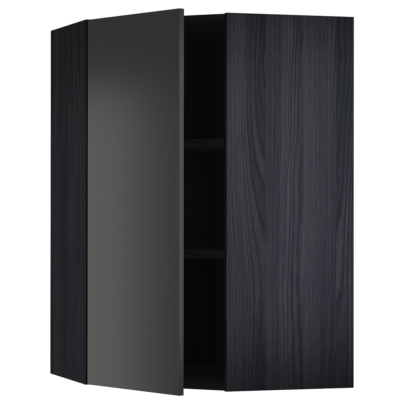 Угловой навесной шкаф с полками - METOD  IKEA/  МЕТОД ИКЕА, 100х68 см, черный