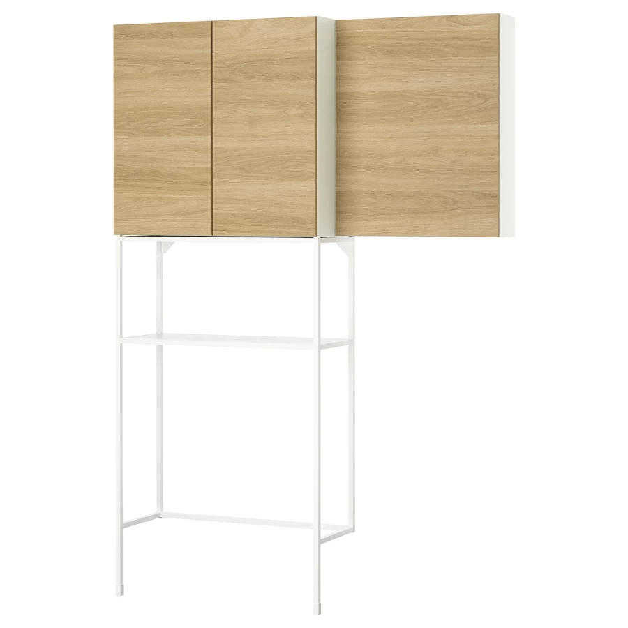 Книжный шкаф -  ENHET IKEA/ ЭНХЕТ ИКЕА, 204х140 см, белый/под беленый дуб (изображение №1)