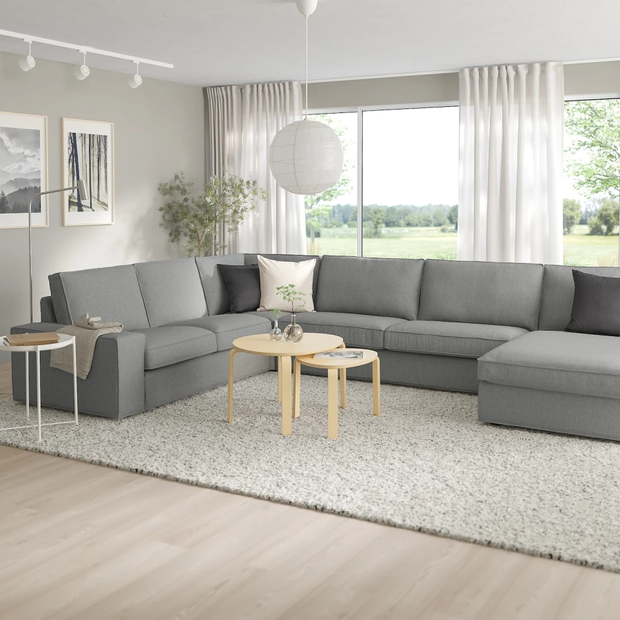 5-местный угловой диван и кушетка - IKEA KIVIK, 83x60x257/387см, серый/светло-серый, КИВИК ИКЕА (изображение №2)