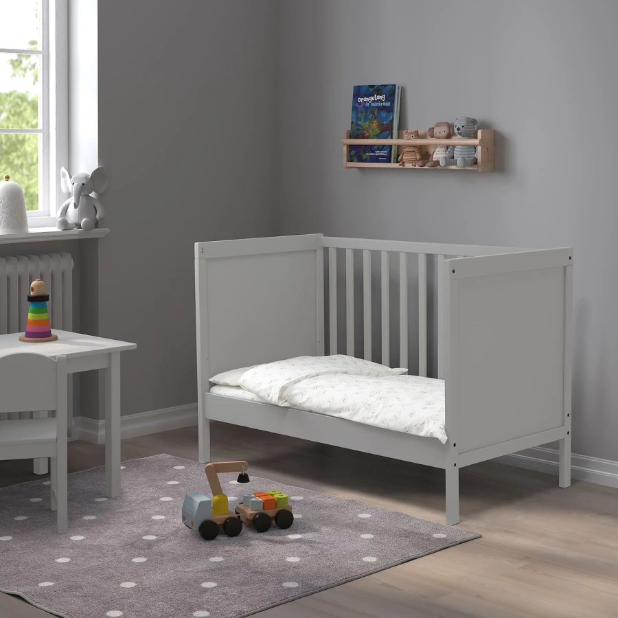 Кровать для новорожденных - IKEA SUNDVIK, 60x120 см, серый, СУНДВИК ИКЕА (изображение №4)