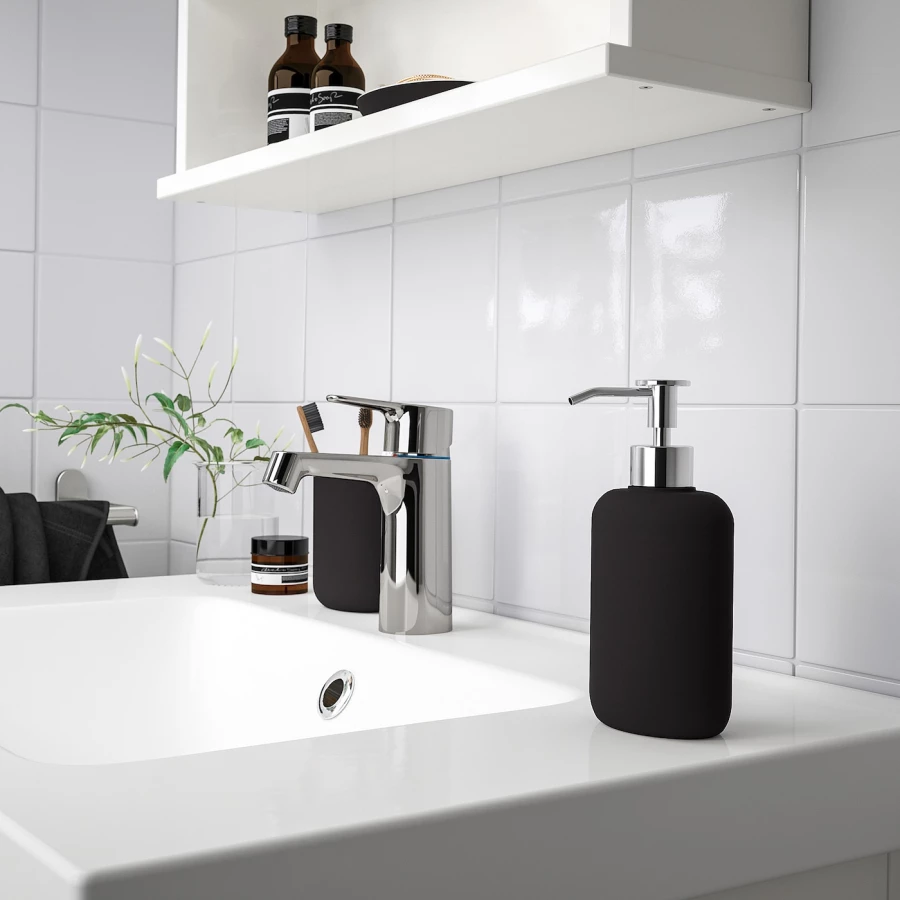 Дозатор для мыла - EKOLN IKEA/ ЭКОЛЬН  ИКЕА,  18 см, черный (изображение №4)