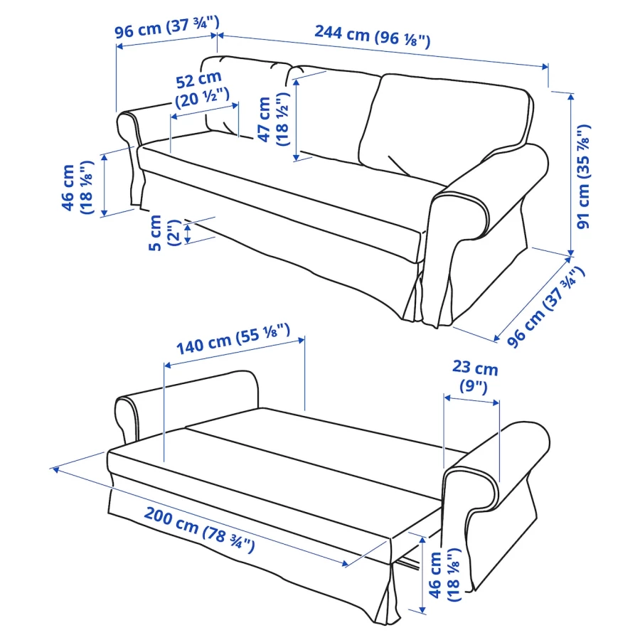 Диван-кровать 3-местный - IKEA VRETSTORP, 91x96x244см, темно-серый, ВРЕТСТОРП ИКЕА (изображение №9)