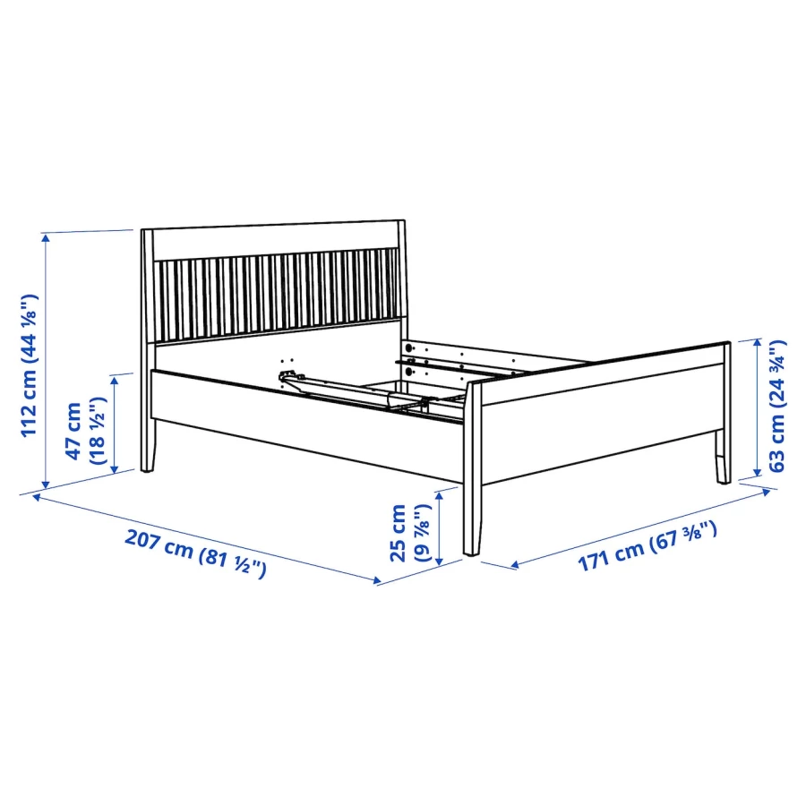 Каркас кровати - IKEA IDANÄS/IDANAS/LINDBÅDEN/LINDBADEN, 200х160 см, белый, ИДАНЭС/ЛИНДБАДЕН ИКЕА (изображение №12)