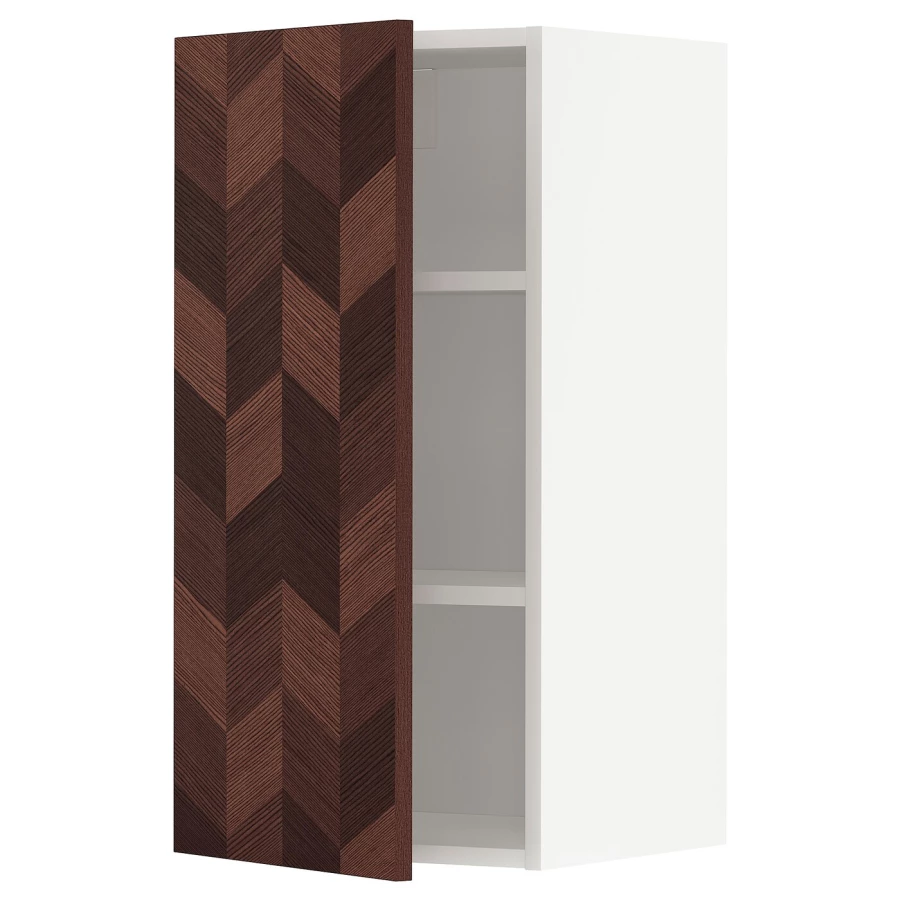 Навесной шкаф с полкой - METOD IKEA/ МЕТОД ИКЕА, 80х40 см, белый/коричневый (изображение №1)