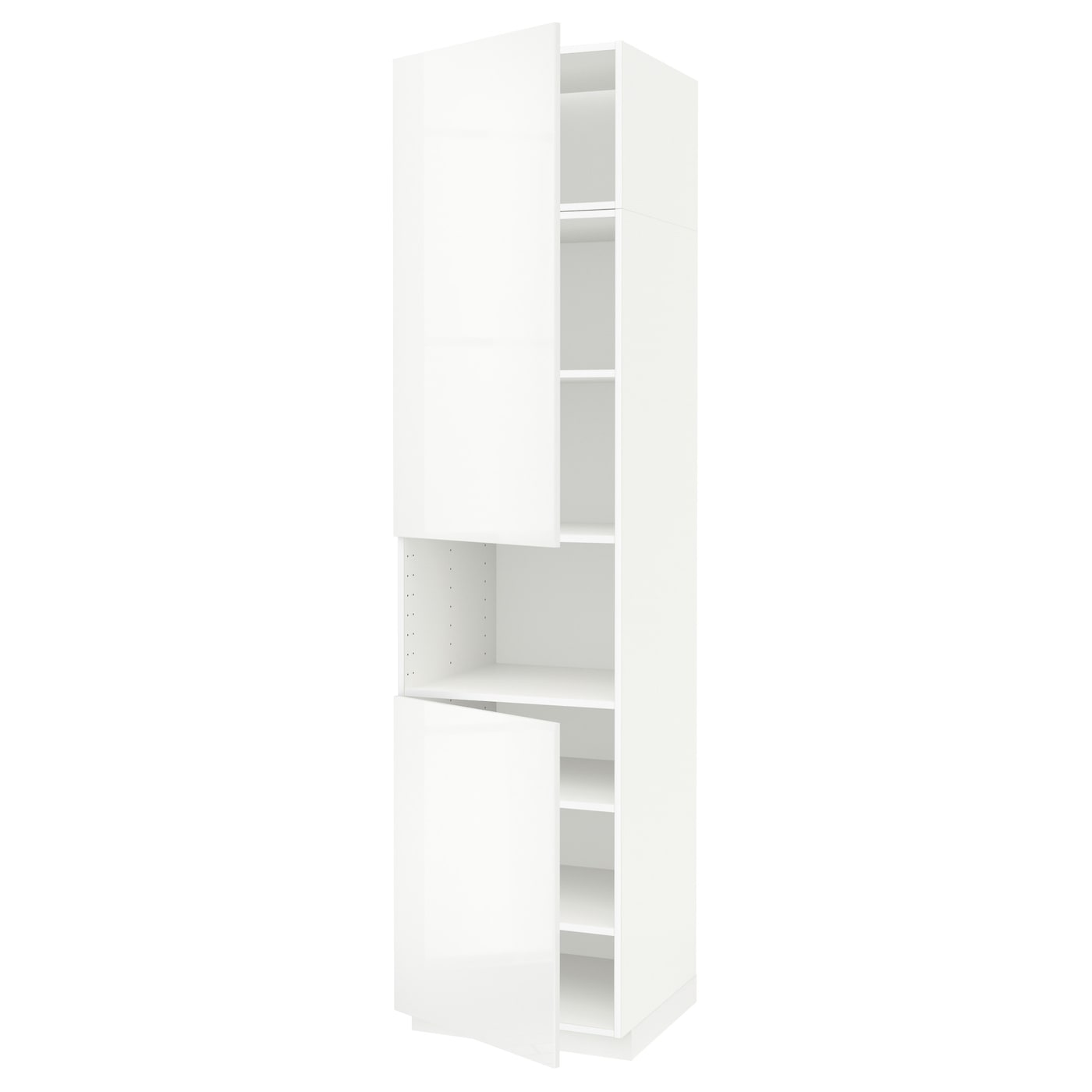 Кухонный шкаф-пенал - IKEA METOD/МЕТОД ИКЕА, 240х60х60 см, белый глянцевый