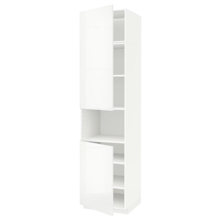 Кухонный шкаф-пенал - IKEA METOD/МЕТОД ИКЕА, 240х60х60 см, белый глянцевый (изображение №1)