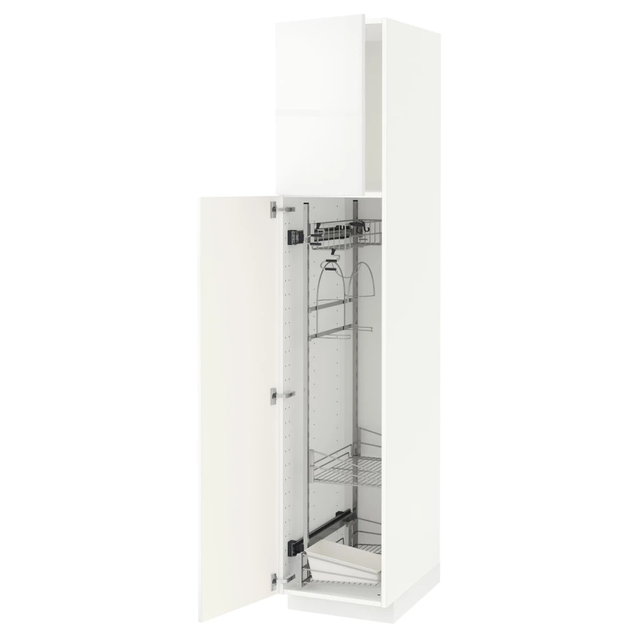 Высокий шкаф/бытовой - IKEA METOD/МЕТОД ИКЕА, 200х60х40 см, белый глянцевый (изображение №1)